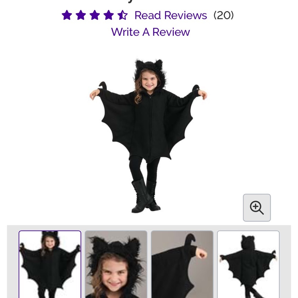 Girls bat Halloween costume.